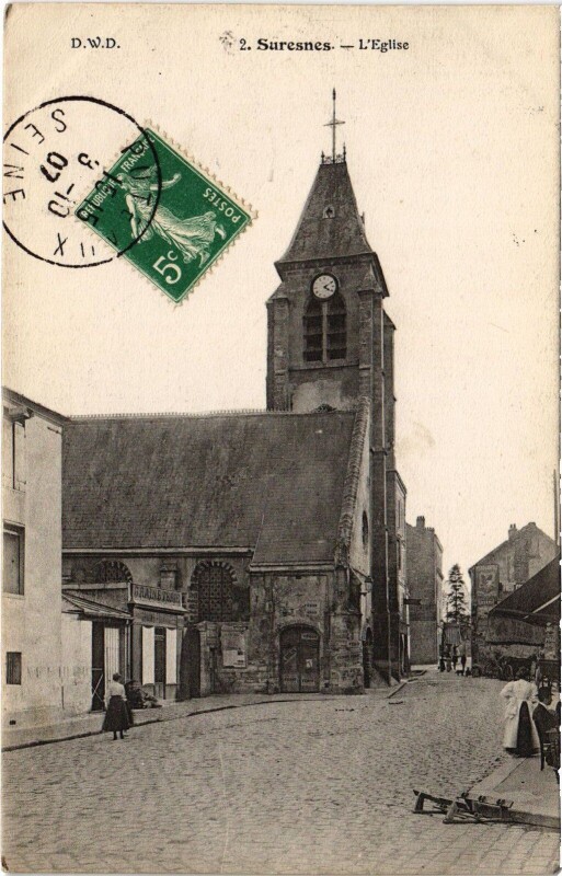 Carte postale ancienne Suresnes Eglise à Suresnes