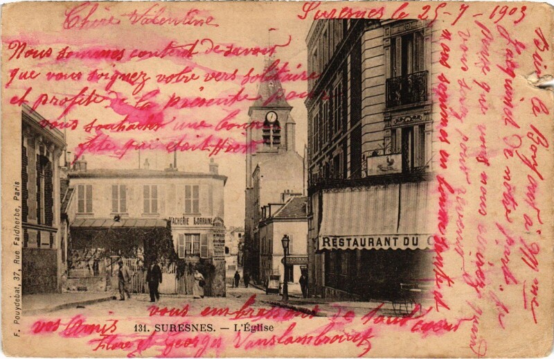 Carte postale ancienne Suresnes Eglise à Suresnes