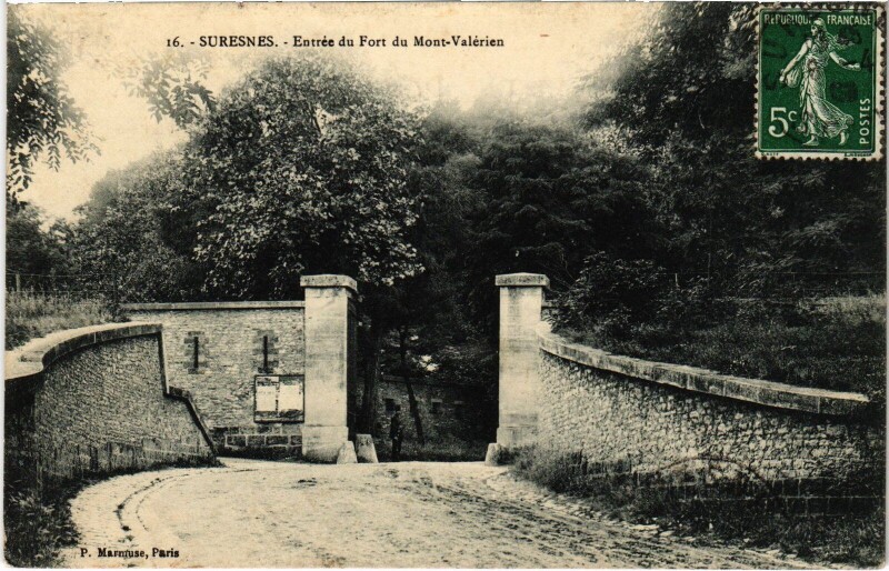 Carte postale ancienne Suresnes Entree du Fort du Mont Valerien à Suresnes