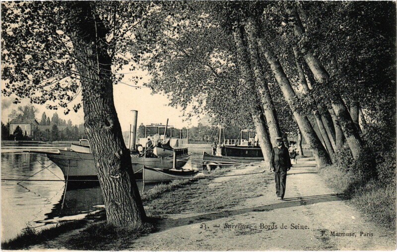 Carte postale ancienne Suresnes Bords de la Seine à Suresnes