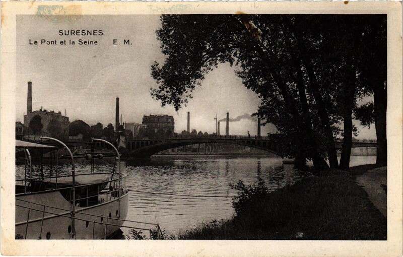 Carte postale ancienne Suresnes Le Pont et la Seine à Suresnes