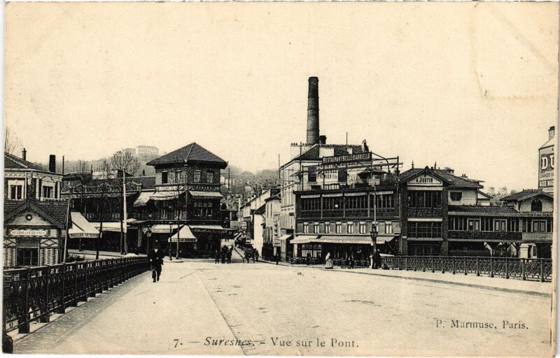 Carte postale ancienne Suresnes vue sur le Pont à Suresnes