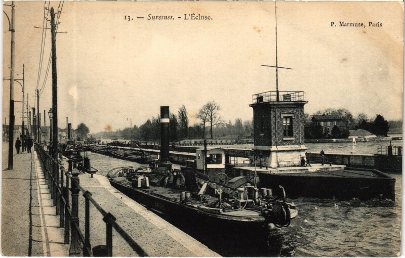 Carte postale ancienne Suresnes Ecluse à Suresnes