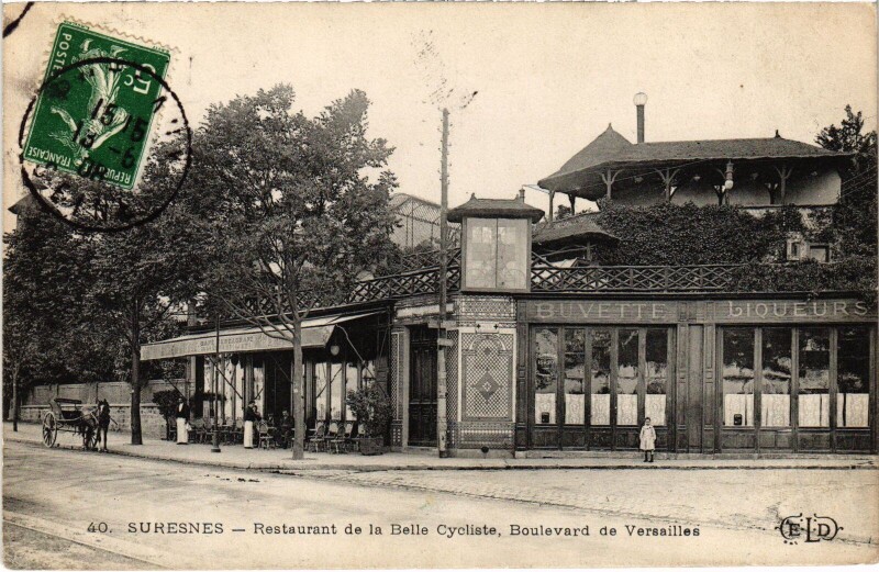 Carte postale ancienne Suresnes Restaurant de la Belle Cycliste à Suresnes