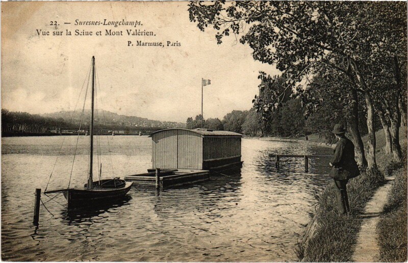 Carte postale ancienne Suresnes Promenade dans l'Ile de la Folie à Suresnes