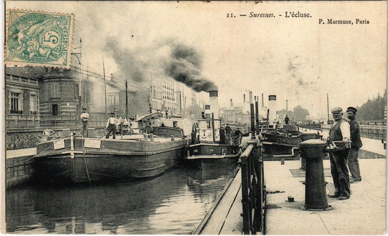 Carte postale ancienne Suresnes Ecluse à Suresnes