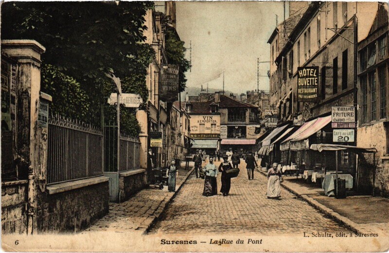 Carte postale ancienne Suresnes Rue du Pont à Suresnes