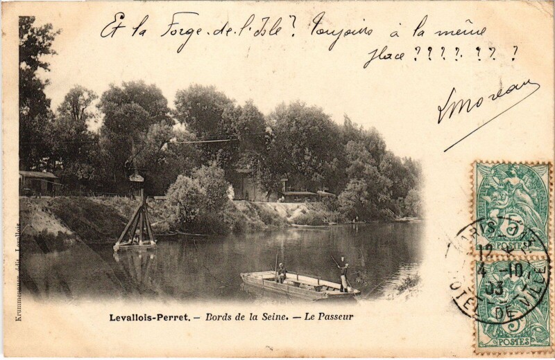Carte postale ancienne Levallois Perret Bords de la Seine Le Passeur à Levallois-Perret