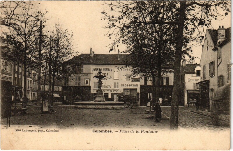 Carte postale ancienne Colombes Place de la Fontaine à Colombes