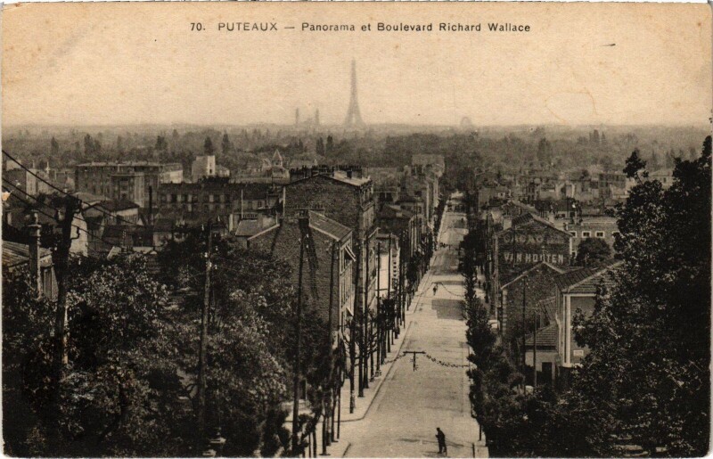 Carte postale ancienne Puteaux panorama et Boulevard Richard Wallace à Puteaux