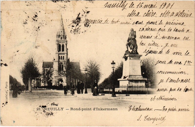 Carte postale ancienne Neuilly Rond Point d'Inkermann