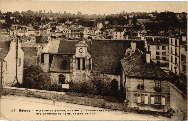 Carte postale ancienne Sevres Eglise de Sevres