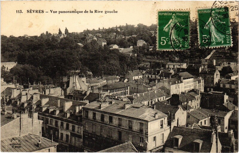 Carte postale ancienne Sevres vue panoramique de la Rive gauche