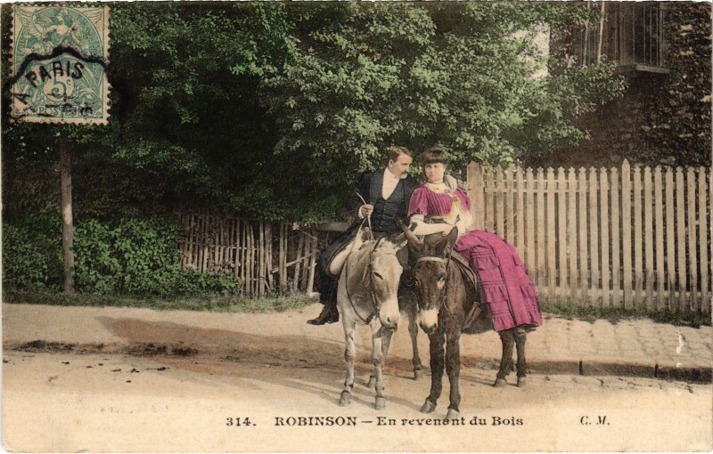 Carte postale ancienne Robinson En revenant du Bois