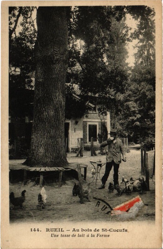 Carte postale ancienne Rueil-Malmaison Au Bois de Saint-Cucufa Une Tasse de Lait a la Ferme à Rueil-Malmaison