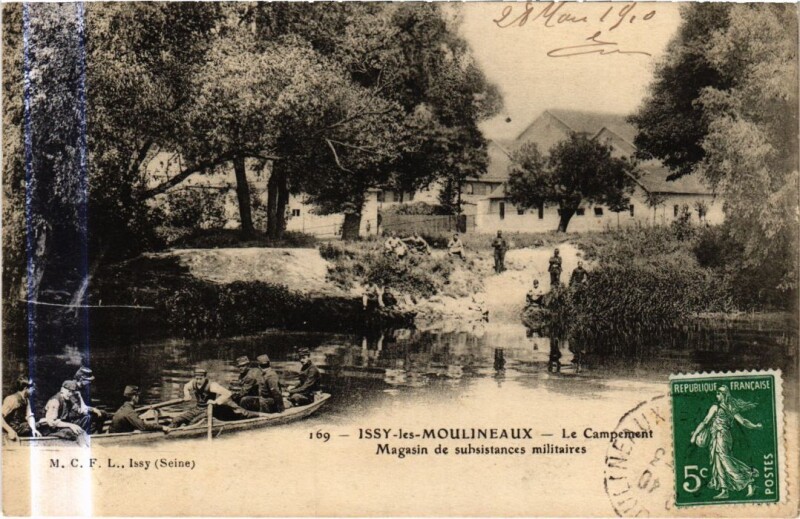 Carte postale ancienne Issy-les-Moulineaux Campement Magasin de Subsistances Militaires à Issy-les-Moulineaux