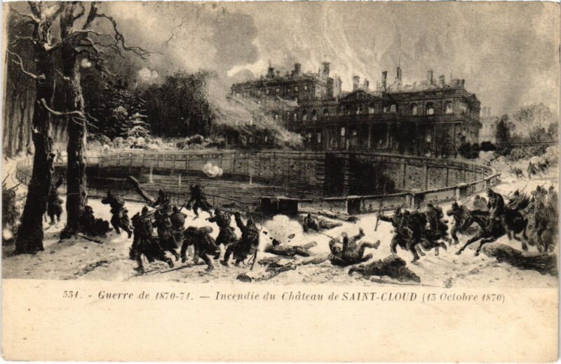 Carte postale ancienne Saint-Cloud Incendie du Chateau - 1870 à Saint-Cloud