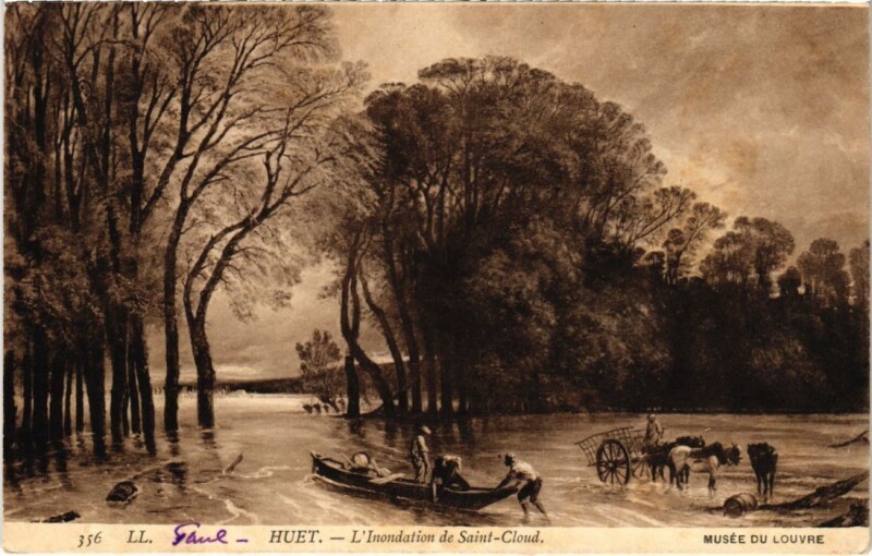 Carte postale ancienne Saint-Cloud L'Inondation - Huet à Saint-Cloud