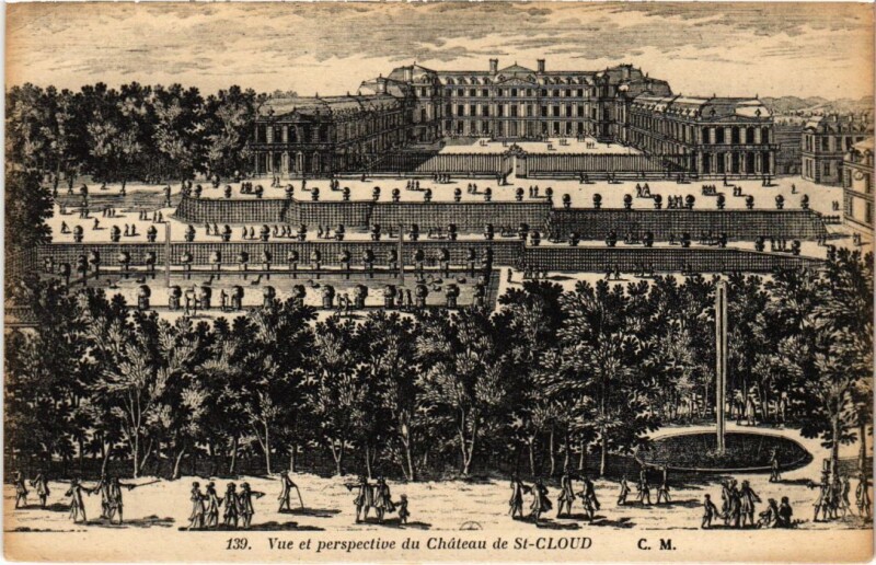 Carte postale ancienne Saint-Cloud Vue et Perspective du Chateau à Saint-Cloud