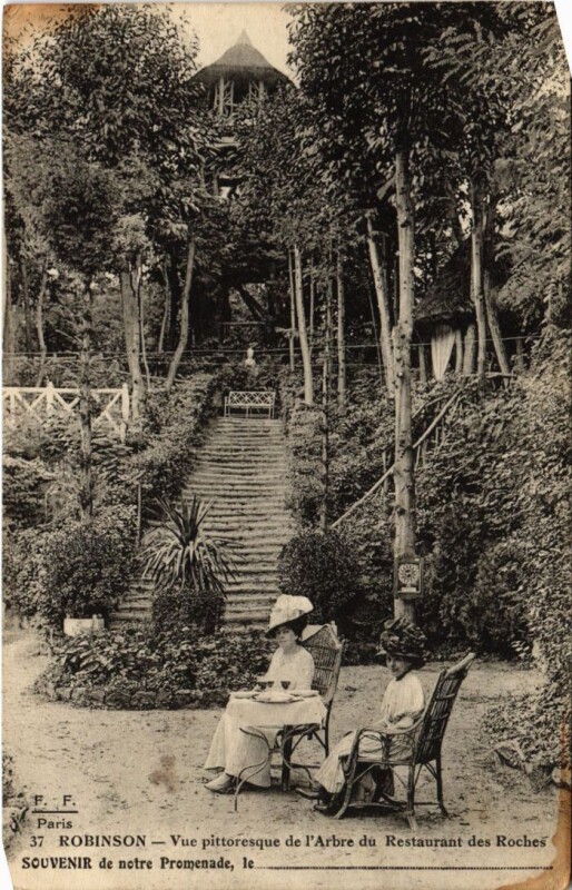 Carte postale ancienne Le Plessis-Robinson Vue de l'Arbre du Restaurant des Roches au Plessis-Robinson