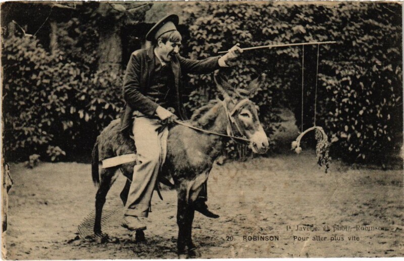 Carte postale ancienne Le Plessis-Robinson Man on a Donkey - Pour Aller Plus Vite au Plessis-Robinson