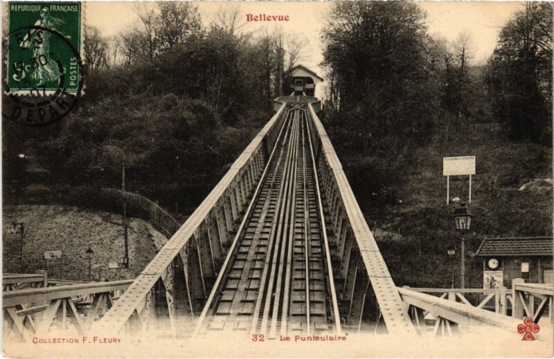 Carte postale ancienne Bellevue Le Funiculaire