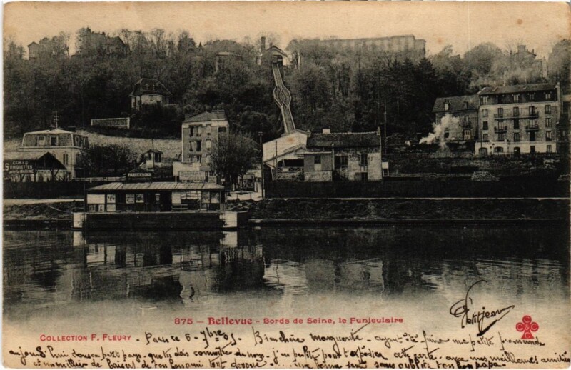 Carte postale ancienne Bellevue Bords de Seine - Le Funiculaire