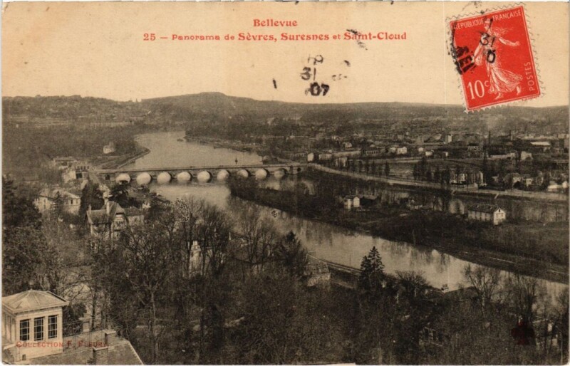 Carte postale ancienne Bellevue Suresnes - Sevres - Saint-Cloud - Panorama à Saint-Cloud