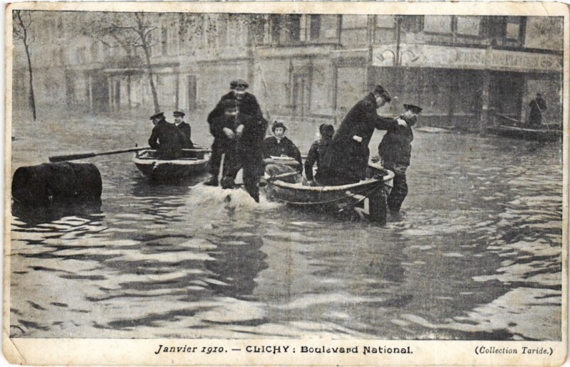 Carte postale ancienne Boulevard National - Janvier 1910 à Clichy