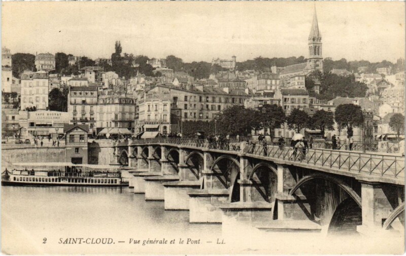 Carte postale ancienne Saint-Cloud Vue Generale et le Pont à Saint-Cloud