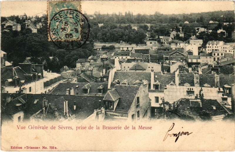 Carte postale ancienne Sevres Vue Generale prise de la Brasserie de la Meuse