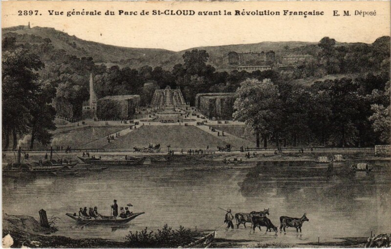 Carte postale ancienne Saint-Cloud Vue Generale du Parc avant la Revolution Francaise à Saint-Cloud