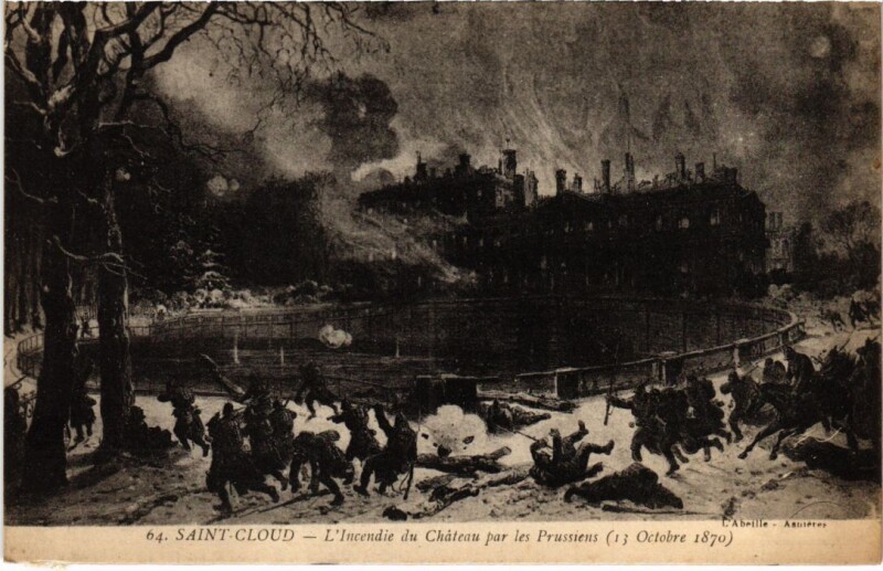 Carte postale ancienne Saint-Cloud Incendie du Chateau par les Prussiens - 1875 à Saint-Cloud