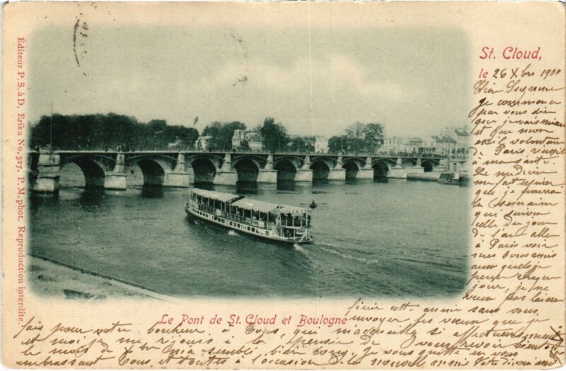 Carte postale ancienne Saint-Cloud Le Pont de St. Cloud et Boulogne à Saint-Cloud