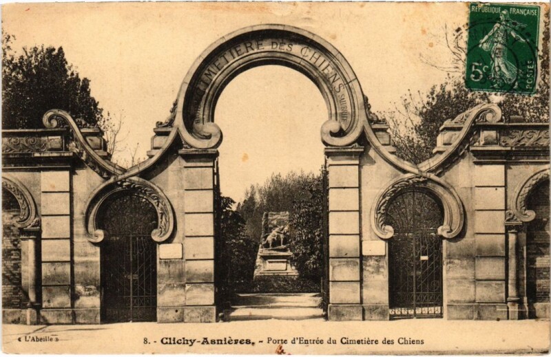Carte postale ancienne Asnieres-sur-Seine Clichy Porte d'Entree du Cimetiere des Chiens à Asnières-sur-Seine