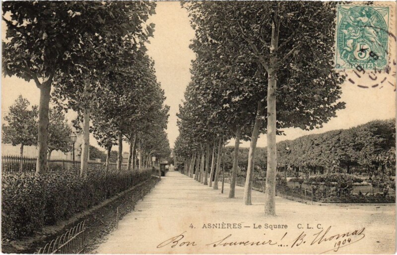 Carte postale ancienne Asnieres-sur-Seine Le Square