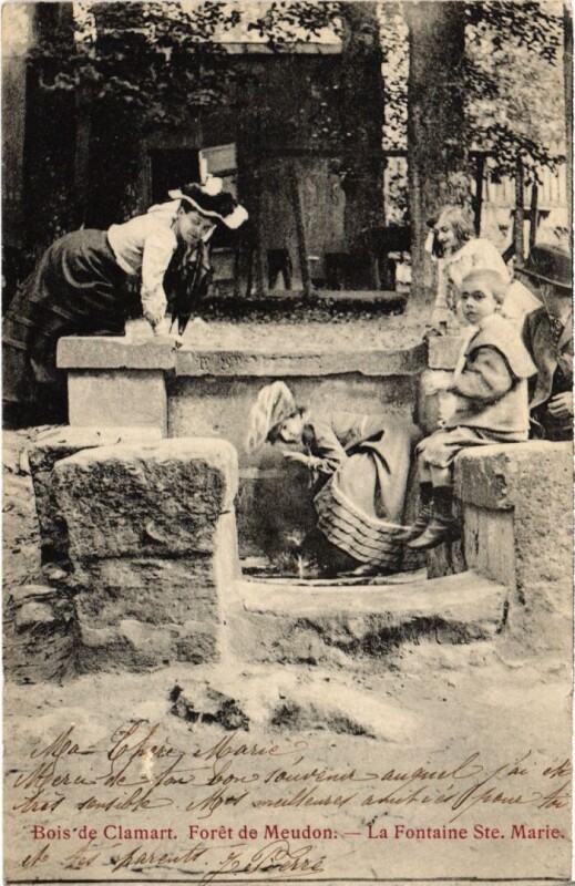 Carte postale ancienne Bois de Clamart - Foret de Meudon - La Fontaine Sainte-Marie à Clamart