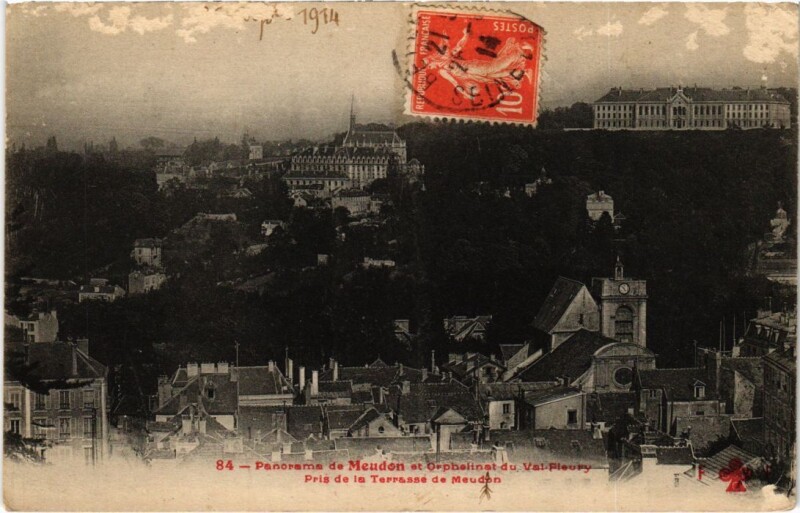 Carte postale ancienne Meudon Panorama et Orphelinat du Val-Fleury à Meudon