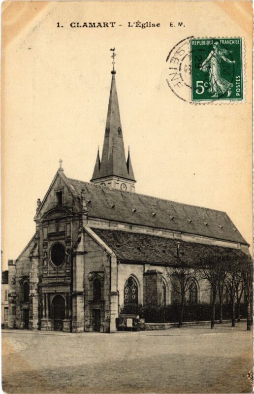 Carte postale ancienne Clamart Eglise à Clamart