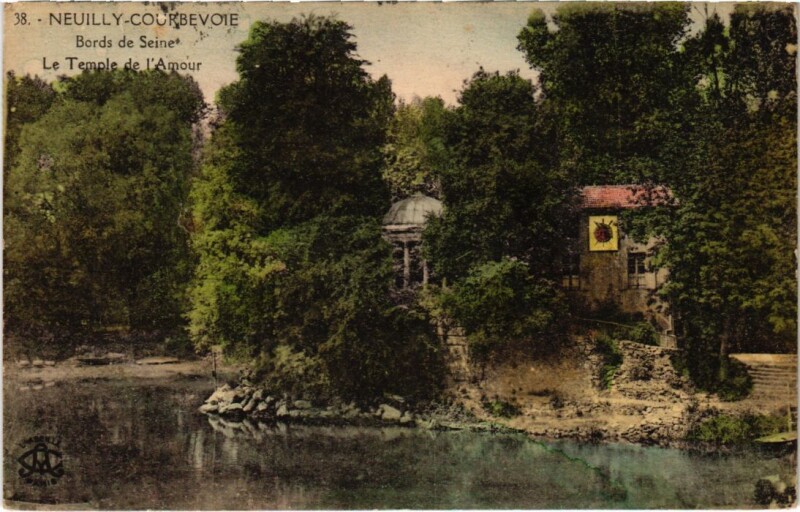 Carte postale ancienne Neuilly-sur-Seine Courbevoie - Bords de Seine Temple de l'Amour à Courbevoie