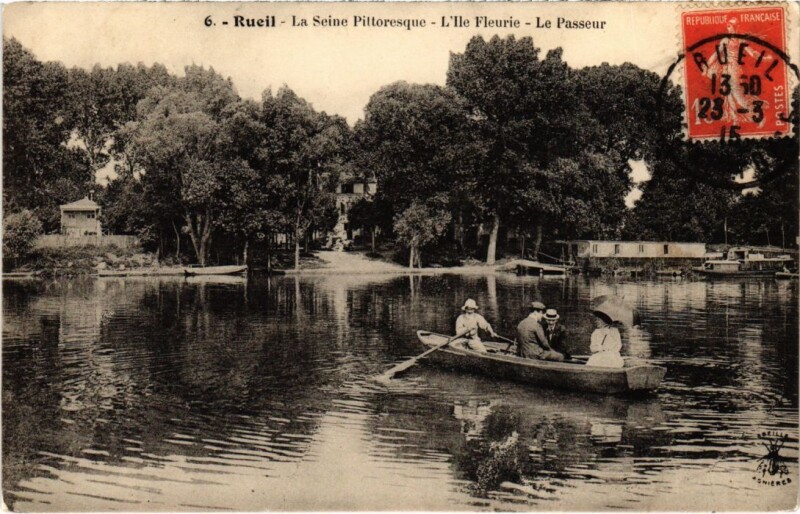Carte postale ancienne Rueil-Malmaison La Seine Pittoresque - L'Ile Fleurie - Le Passeur à Rueil-Malmaison
