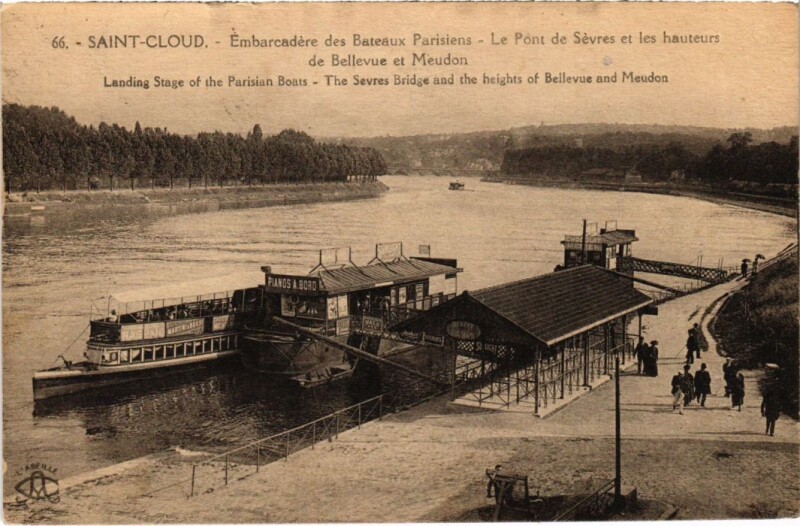 Carte postale ancienne Saint-Cloud Embarcadere des Bateaux Parisiens à Saint-Cloud