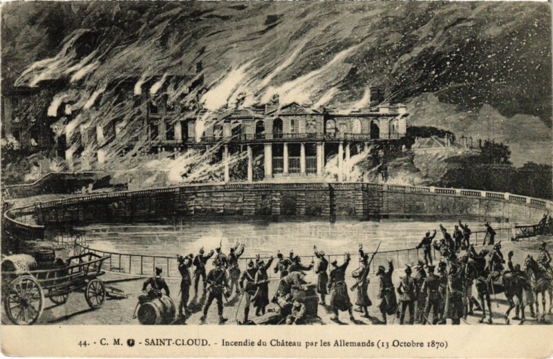 Carte postale ancienne Saint-Cloud Incendie du Chateau - 1870 à Saint-Cloud
