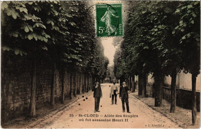 Carte postale ancienne Saint-Cloud Allee des Soupirs ou fut Assassine Henri Ii. à Saint-Cloud