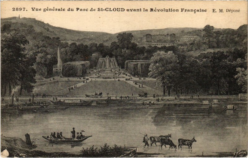 Carte postale ancienne Saint-Cloud Vue Generale du Parc avant la Revolution Francaise à Saint-Cloud