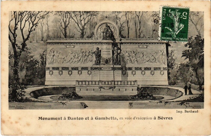 Carte postale ancienne Sevres Monument a Danton et a Gambetta