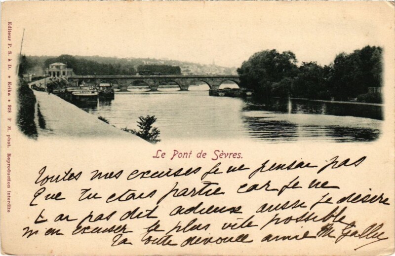 Carte postale ancienne Sevres Le Pont de Sevres