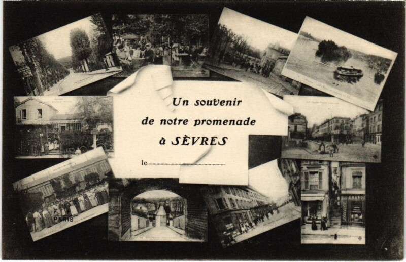 Carte postale ancienne Un Souvenir de Notre Promenade a Sevres Scenes