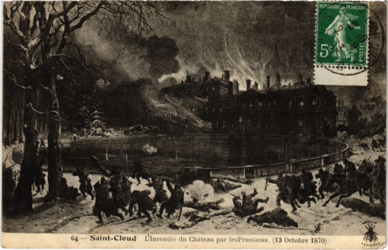 Carte postale ancienne Saint-Cloud Incendie du Chateau par les Prussiens - 1872 à Saint-Cloud