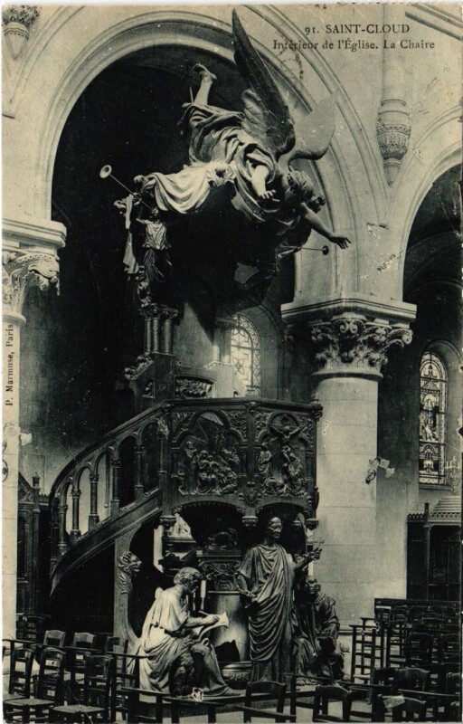 Carte postale ancienne Saint-Cloud Interieur de l'Eglise à Saint-Cloud